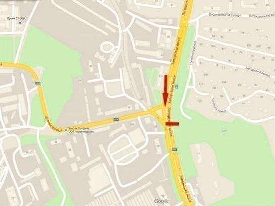 Схема рекламної площини за адресою Запорізьке шосе- вул. Шинна, бек-лайт 8х4/Запорожское шоссе - ул. Шинная, бэк-лайт 8х4