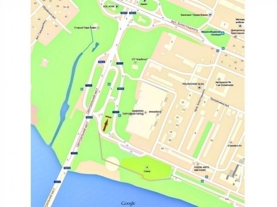 Схема рекламной плоскости по адресу вул. Малиновського, центральний міст, розподілювач, бек-лайт 8х4/ул. Малиновского, центральный мост, разделитель, бэк-лайт 8х4