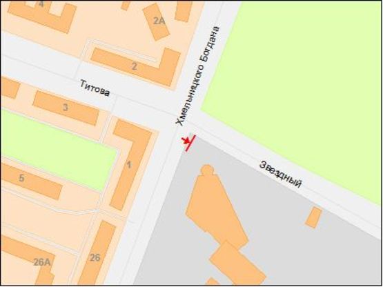 Схема рекламної площини за адресою вул.Титова - пр. Б.Хмельницького/ул.Титова - Героев Сталинграда, бэк-лайт 8х4