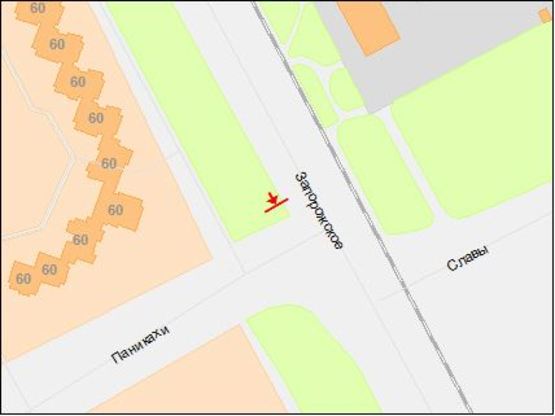 Схема рекламної площини за адресою Запорізьке шосе - 
вул.Панікахи/Запорожское шоссе - ул.Паникахи, бэк-лайт 8х4