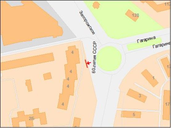 Схема рекламної площини за адресою Запорізьке шосе - пр.Гагаріна/Запорожское шоссе - пр.Гагарина, бэк-лайт 8х4