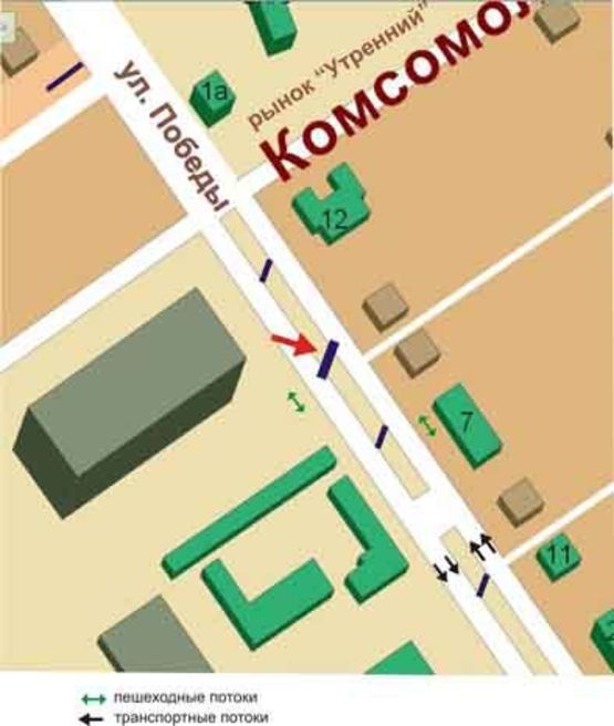 Схема рекламной плоскости по адресу ул.Победы, рынок "Утренний", №34-А