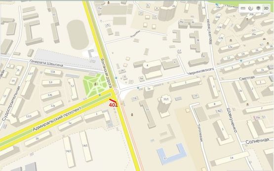 Схема рекламной плоскости по адресу Фонтанская дор. - пр-т Адмиральский, 1 (сх. 6) (левая) (Призма)