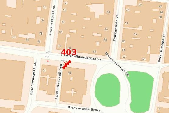 Схема рекламної площини за адресою Ришельевская -Пантелеймоновская ПРИЗМА (управление ж.д.)