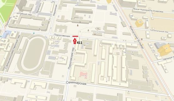 Схема рекламной плоскости по адресу ул. Пироговская - пер. Пироговский (Призма)