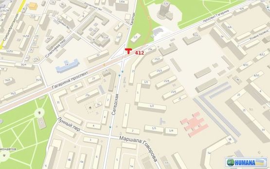 Схема рекламної площини за адресою пр-кт Гагарина - ул. Канатная, 132