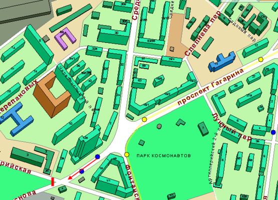 Схема рекламної площини за адресою ул.Краснова - ул. Артиллерийская (Призма)