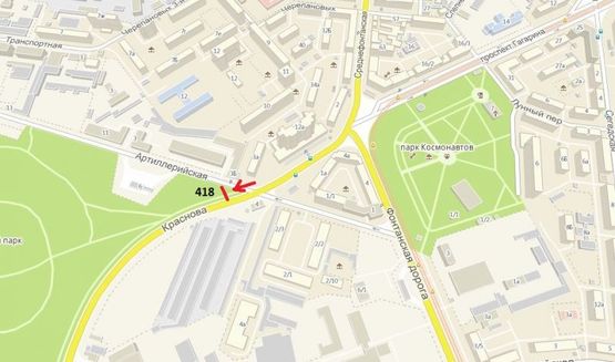 Схема рекламной плоскости по адресу ул. Краснова - ул. Артиллерийская (Артиллерийский парк) (Призма левая)