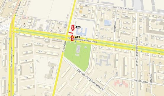 Схема рекламної площини за адресою ул. Краснова - Адмиральский проспект (возле школы) (Призма)