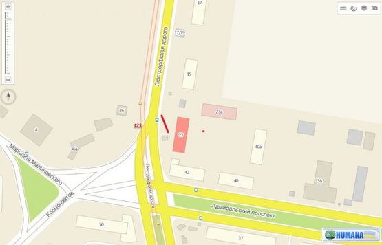 Схема рекламної площини за адресою Люстдорфская дорога, 23 (1 станция - маг. Монарх (Призма правая)