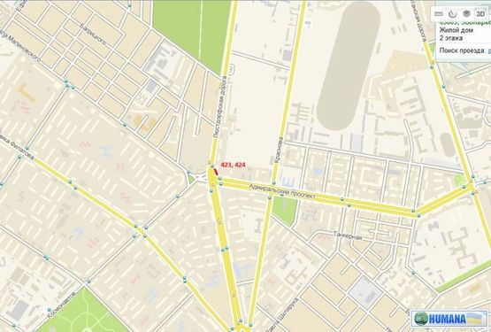 Схема рекламной плоскости по адресу Люстдорфская дорога, 23 (1 станция - маг. Монарх (Призма левая)