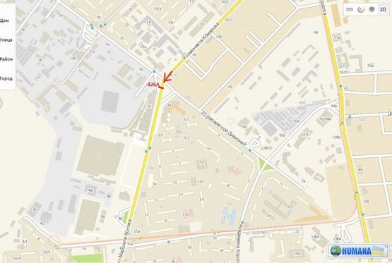 Схема рекламной плоскости по адресу просп. Маршала Жукова - ул. 25-й Чапаевской дивизии (на треугольнике)