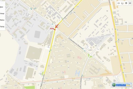 Схема рекламной плоскости по адресу просп. Маршала Жукова - ул. 25-й Чапаевской дивизии (призма на треугольнике)