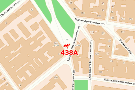 Схема рекламной плоскости по адресу ул. Мечникова, 100 - ул. Б.Хмельницкого (Призма)