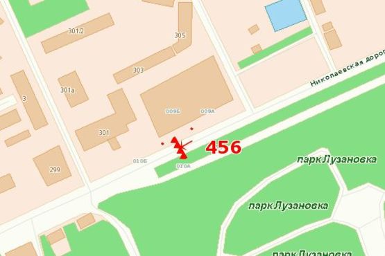 Схема рекламної площини за адресою Николаевская дорога, 303 (в місто права Призма)