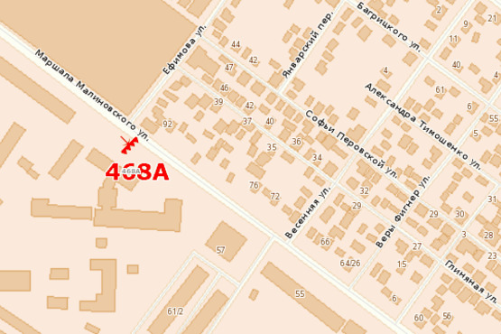 Схема рекламної площини за адресою ул. Малиновского, 61 (ГКБ) (Призма)