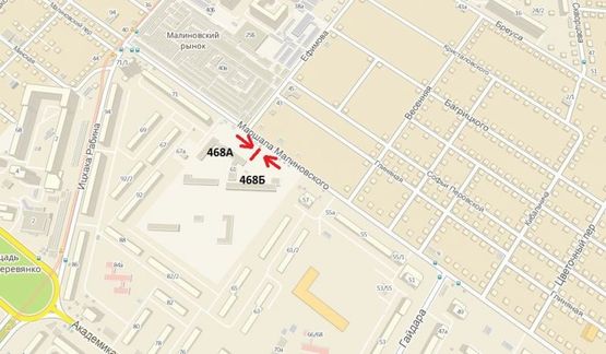 Схема рекламной плоскости по адресу ул. Маршала Малиновского, 61 (Призма)