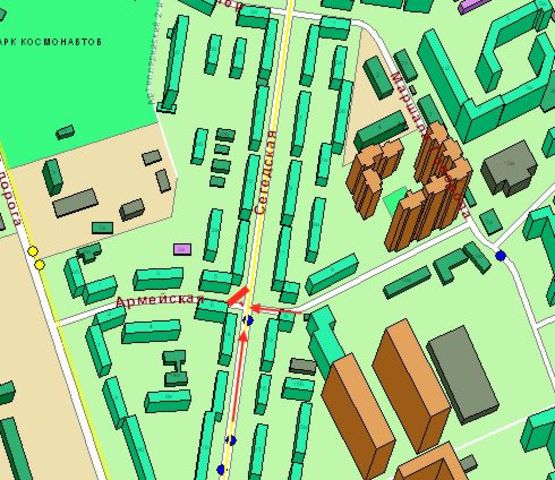 Схема рекламной плоскости по адресу ул. Армейская - ул. Сегедская (Призма)