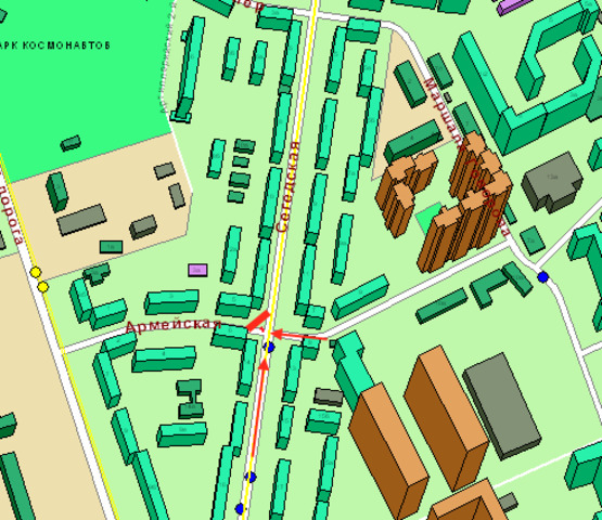 Схема рекламной плоскости по адресу ул. Сегедская - ул. Армейская (Призма)