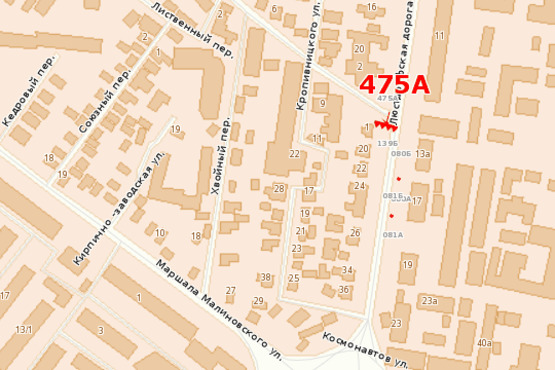 Схема рекламной плоскости по адресу ул. Люстдорфская - ул. Бреуса (Призма)