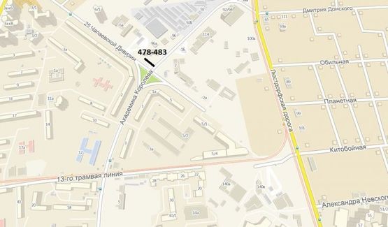 Схема рекламної площини за адресою ул. Королева - 25  Чапаевской Дивизии (призма левая)