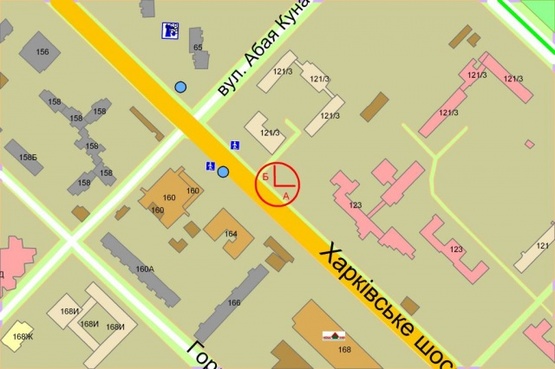 Схема рекламної площини за адресою Харьковское шоссе,121/3