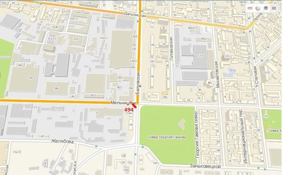 Схема рекламної площини за адресою ул. Балковская, 126 А - ул. Мельницкая (Призма)