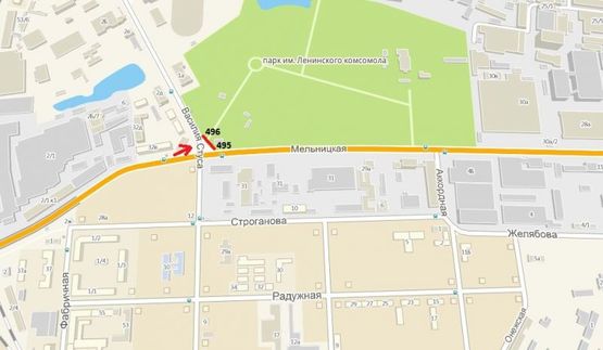 Схема рекламної площини за адресою ул. Мельницкая - ул.В. Стуса (сх. 13) (Призма правая)