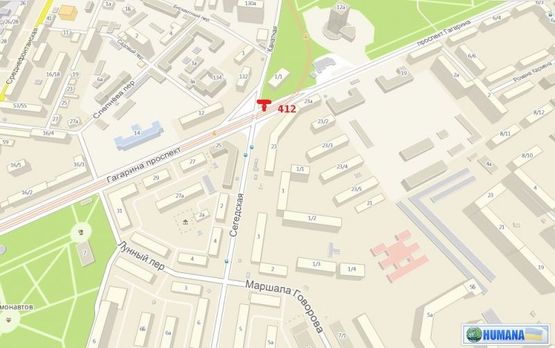 Схема рекламной плоскости по адресу пр-кт Гагарина - ул. Канатная, 132 (Призма)