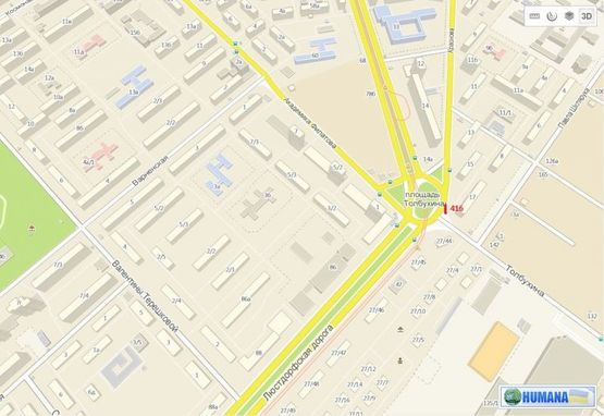 Схема рекламної площини за адресою ул. Краснова, 17 - пл. Толбухина (Призма)