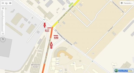 Схема рекламной плоскости по адресу просп. Маршала Жукова - ул. 25-й Чапаевской дивизии (призма на треугольнике)