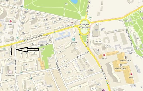 Схема рекламної площини за адресою ул. Черняховского, 3  -  ул. Шовкуненко (призма)