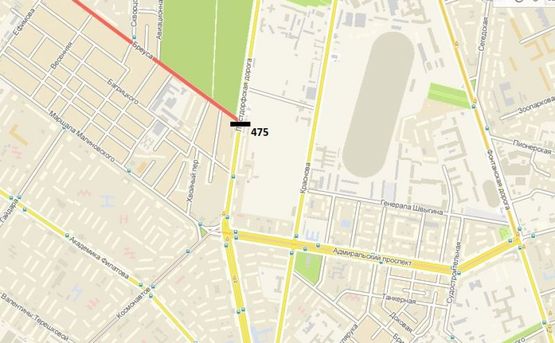 Схема рекламної площини за адресою ул. Королева - 25  Чапаевской Дивизии (призма правая)