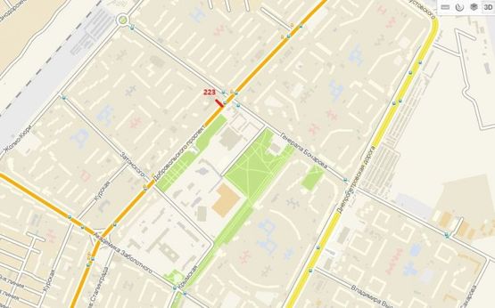 Схема рекламної площини за адресою Пр. Добровольского, 137-А - ул. Генерала Бочарова (Призма)