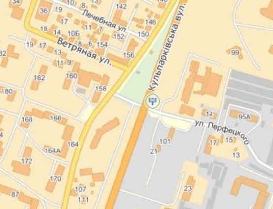 Схема рекламной плоскости по адресу вул.Кульпарківська-вул.Перфецького, до центру