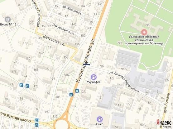 Схема рекламної площини за адресою вул.Кульпарківська-вул.Перфецького, з центру