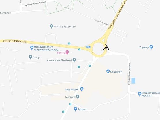 Схема рекламной плоскости по адресу вул.Б.Хмельницького-вул.Кукурудзяна, правий (кільце)