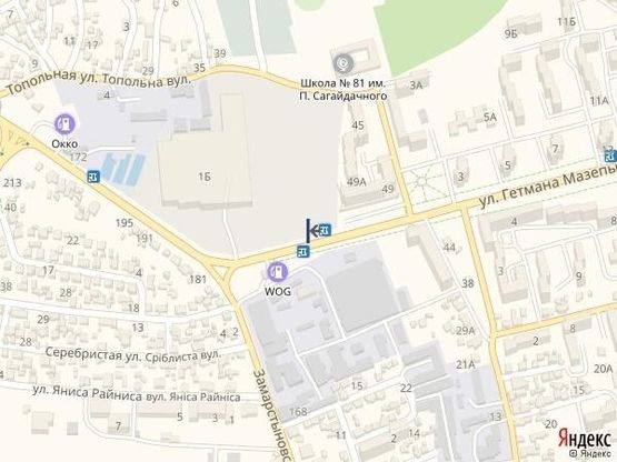 Схема рекламної площини за адресою вул.Мазепи 1, СТРЦ Спартак, до пр.Чорновола