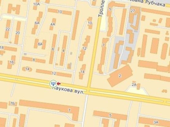 Схема рекламной плоскости по адресу вул.Наукова-вул.Тролейбусна, до вул.Кульпарківської