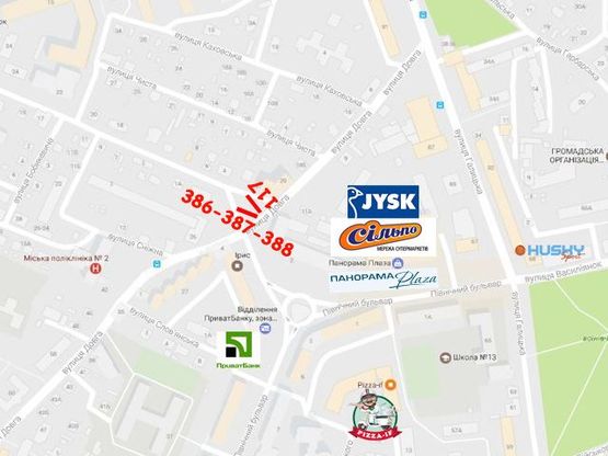 Схема рекламной плоскости по адресу Довга