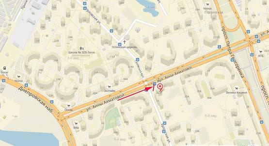 Схема рекламной плоскости по адресу Ахматовой вул., / Урлівська вул., 16/37 права