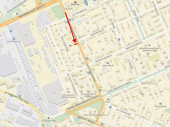 Схема рекламной плоскости по адресу Будівельників вул., 37