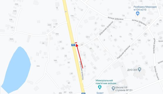 Схема рекламной плоскости по адресу Столичне шосе, 25 у напрямку центру