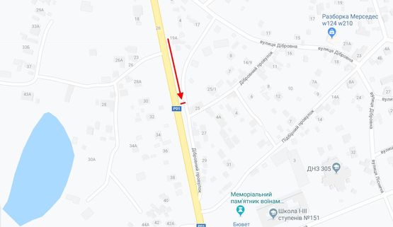 Схема рекламної площини за адресою Столичне шосе, 25 у напрямку м. Обухів