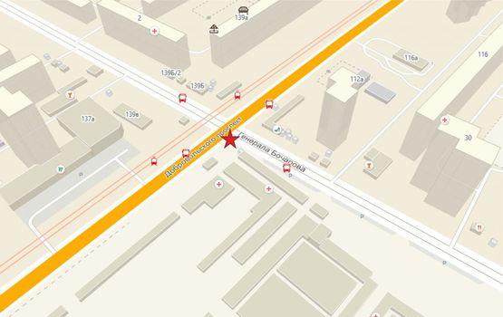 Схема рекламної площини за адресою просп. Бочарова / ул. Добровольского (рынок "Северный")