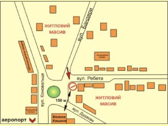 Схема рекламної площини за адресою Коновальця-Бандери кільце    (обл.дит.лікарня)