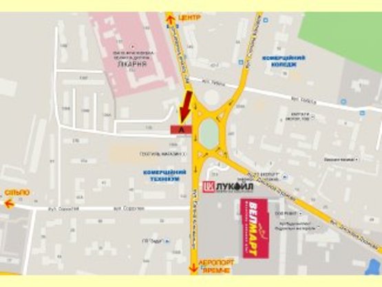 Схема рекламної площини за адресою Коновальця-Бандери кільце    (обл.дит.лікарня)