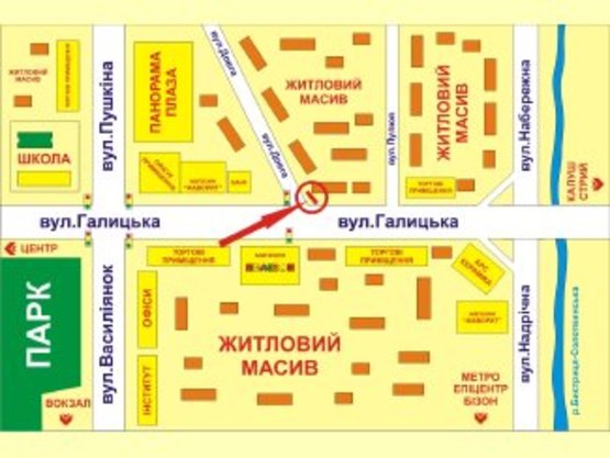 Схема рекламної площини за адресою Галицька - Довга перехрестя
