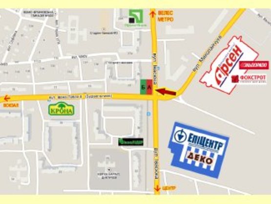 Схема рекламної площини за адресою Іоана Павла II - Івасюка №1  (ТЦ Арсен,ГМ Епіцентр)