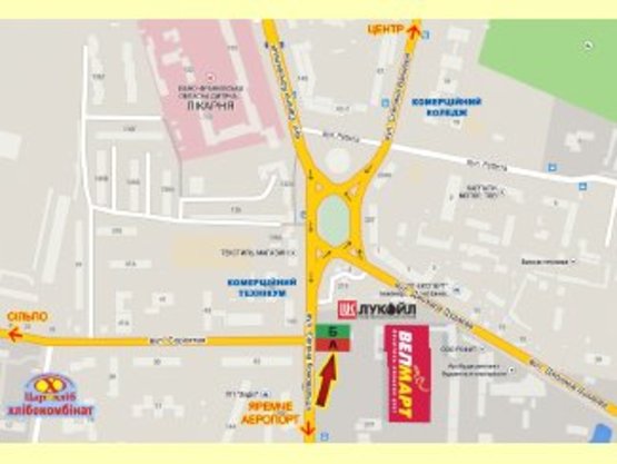 Схема рекламной плоскости по адресу Коновальця,225   СМ Велмарт                    освітлення